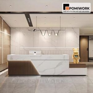 Quầy lễ tân công ty sang trọng – Bàn tiếp tân phong cách hiện đại, đẳng cấp