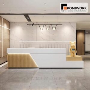 Quầy lễ tân công ty sang trọng – Bàn tiếp tân phong cách hiện đại, đẳng cấp