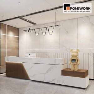 Quầy lễ tân công ty sang trọng – Bàn tiếp tân phong cách hiện đại, đẳng cấp