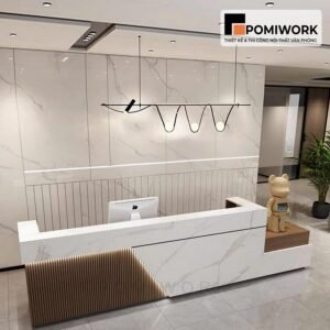 Quầy lễ tân công ty sang trọng – Bàn tiếp tân phong cách hiện đại, đẳng cấp