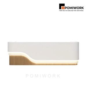 Quầy lễ tân đẹp phong cách tự nhiên – Bàn tiếp tân cao cấp kết hợp ánh sáng LED