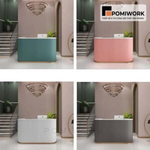 Quầy lễ tân đẹp sang trọng – Bàn tiếp tân thiết kế uốn cong tinh tế, đẳng cấp