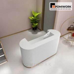 Quầy lễ tân đẹp sang trọng – Bàn tiếp tân thiết kế uốn cong tinh tế, đẳng cấp