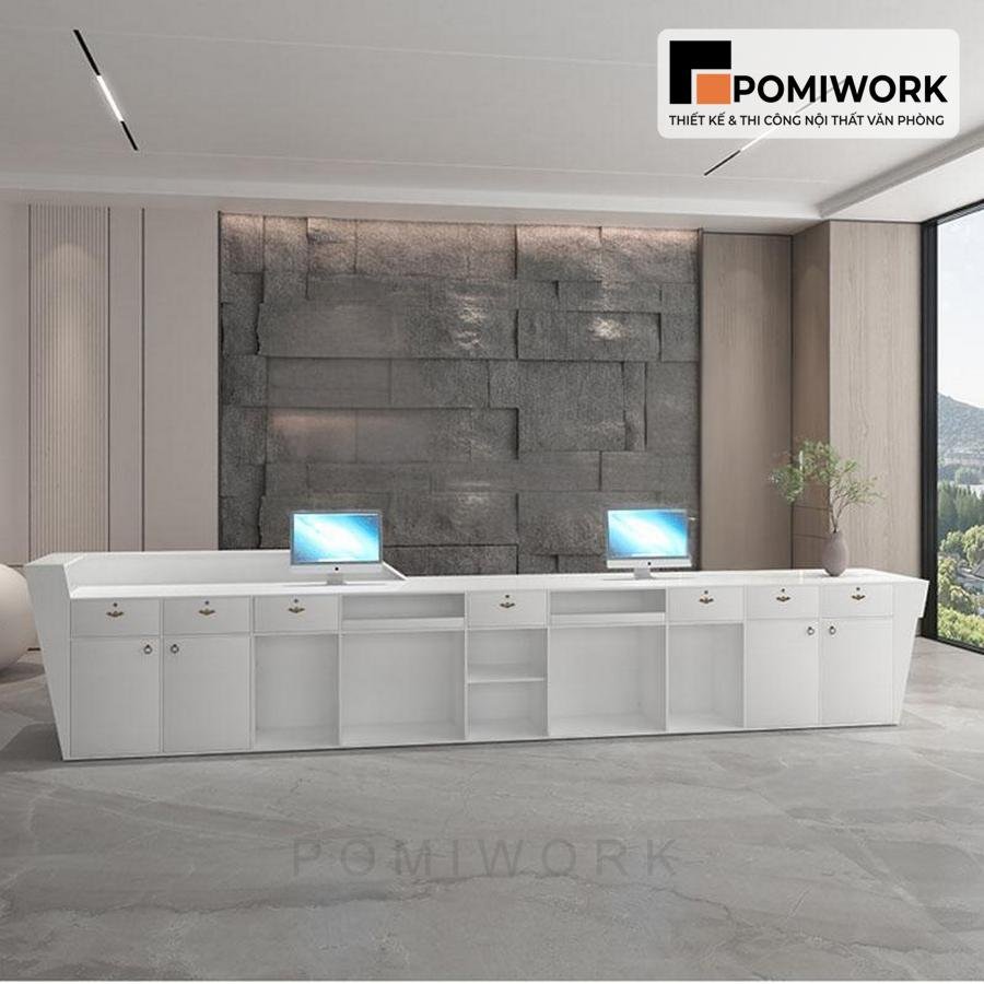 quay le tan dep tinh te kieu dang thoi thuong Quầy lễ tân đẹp tinh tế, kiểu dáng thời thượng – Bàn tiếp tân đẳng cấp cho không gian chuyên nghiệp