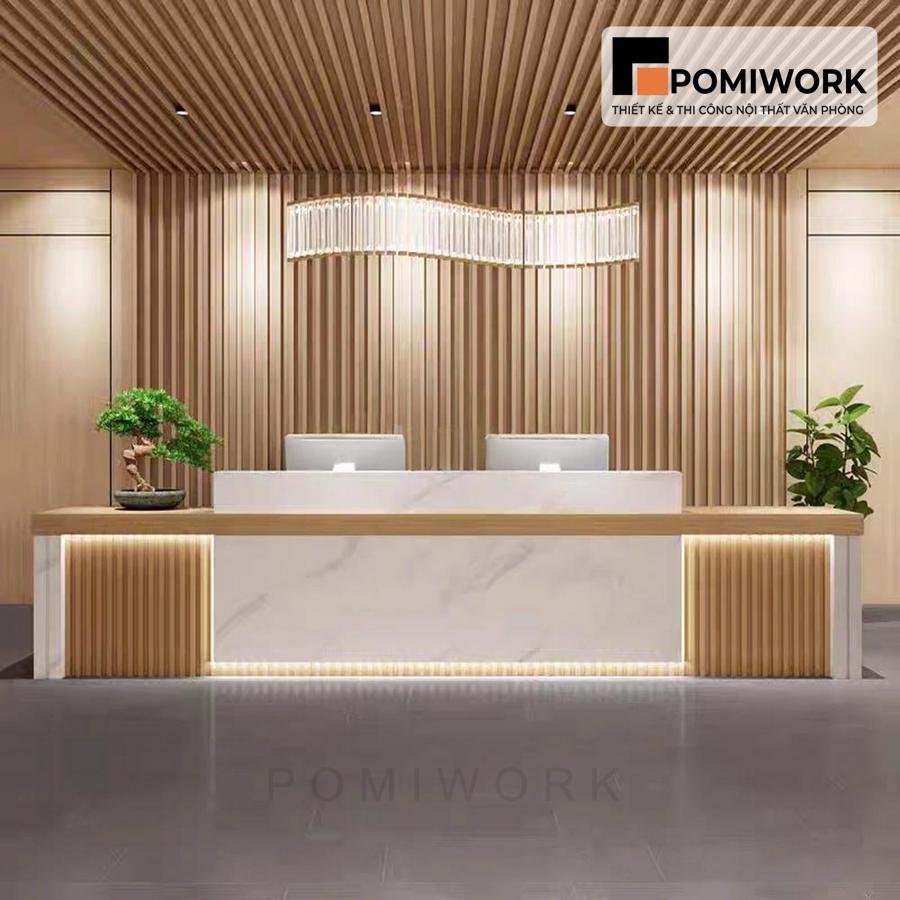 quay le tan go cao cap Quầy lễ tân gỗ cao cấp – Bàn tiếp tân thiết kế tinh tế, đẳng cấp cho văn phòng