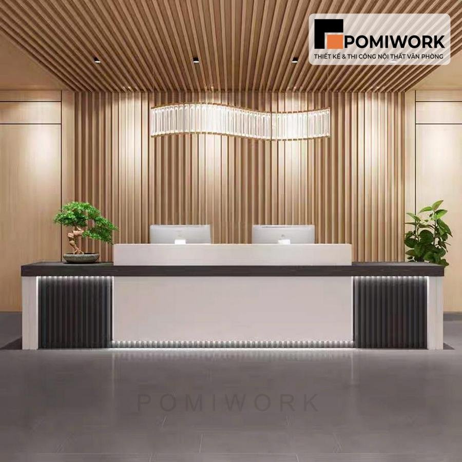 quay le tan go cao cap Quầy lễ tân gỗ cao cấp – Bàn tiếp tân thiết kế tinh tế, đẳng cấp cho văn phòng