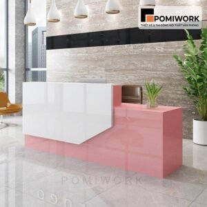 Quầy lễ tân gỗ cao cấp - Bàn tiếp tân thiết kế sang trọng, chuyên nghiệp