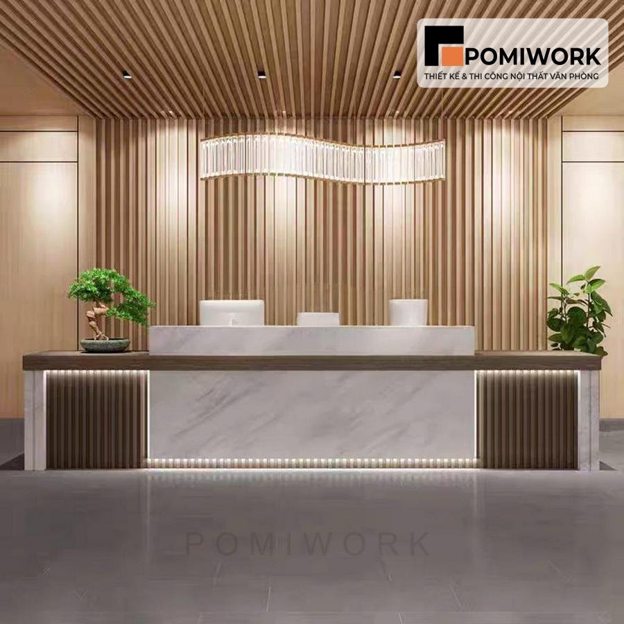 quay le tan go cao cap Quầy lễ tân gỗ cao cấp – Bàn tiếp tân thiết kế tinh tế, đẳng cấp cho văn phòng