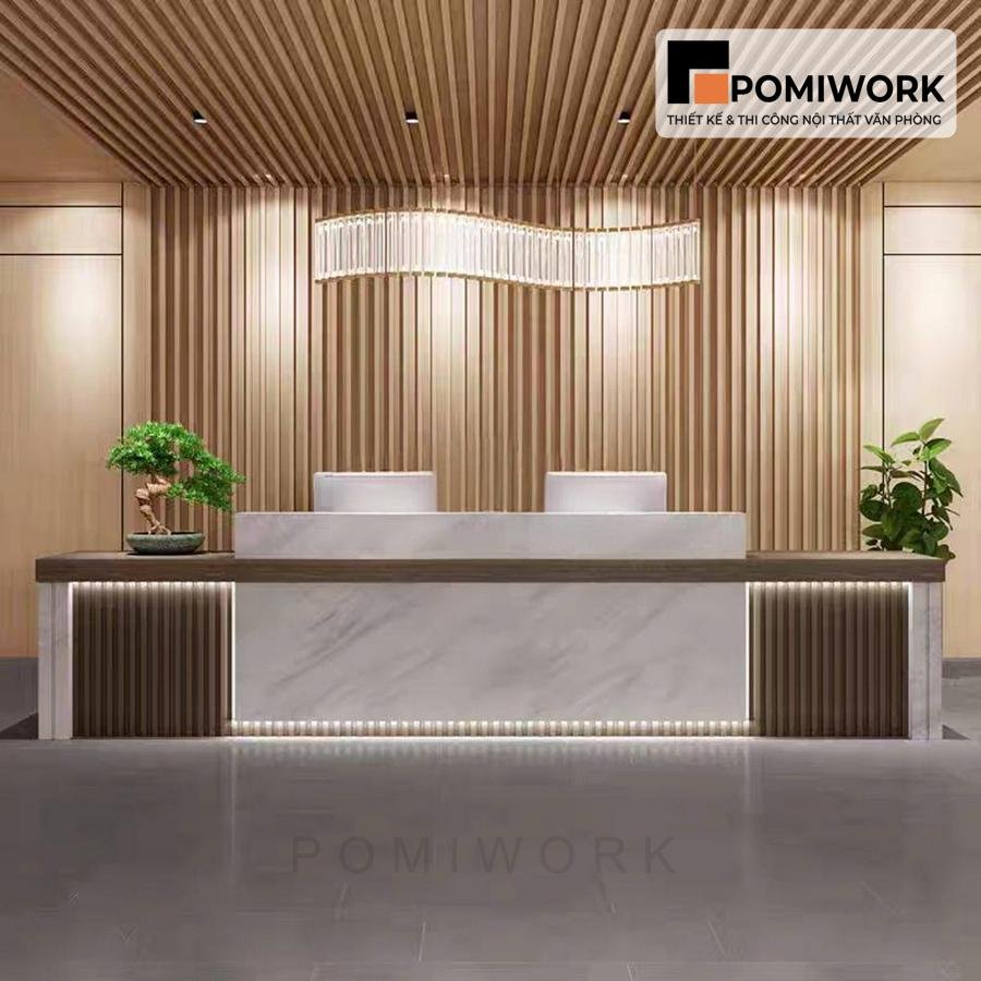 quay le tan go cao cap Quầy lễ tân gỗ cao cấp – Bàn tiếp tân thiết kế tinh tế, đẳng cấp cho văn phòng