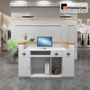 Quầy lễ tân gỗ MDF - Bàn tiếp tân phong cách tối giản, hiện đại