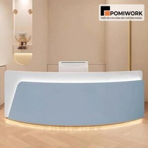 Quầy lễ tân hiện đại bo cong sang trọng – Bàn tiếp tân thiết kế cao cấp