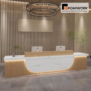Quầy lễ tân hiện đại cao cấp – Bàn tiếp tân thiết kế tinh tế