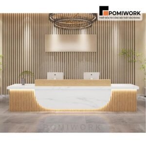 Quầy lễ tân hiện đại cao cấp – Bàn tiếp tân thiết kế tinh tế