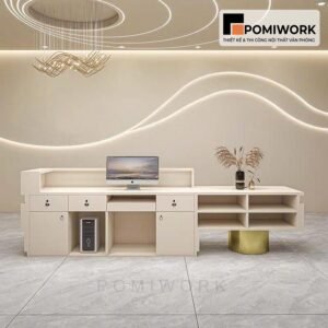 Quầy lễ tân hiện đại, thiết kế sang trọng – Bàn tiếp tân chất lượng cao cho không gian văn phòng