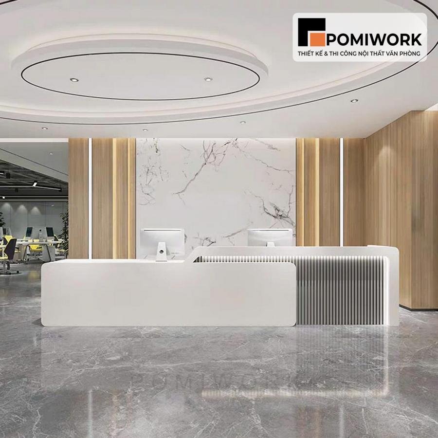 quay le tan hien dai thiet ke tinh te Quầy lễ tân hiện đại thiết kế tinh tế – Bàn tiếp tân cao cấp cho văn phòng đẳng cấp