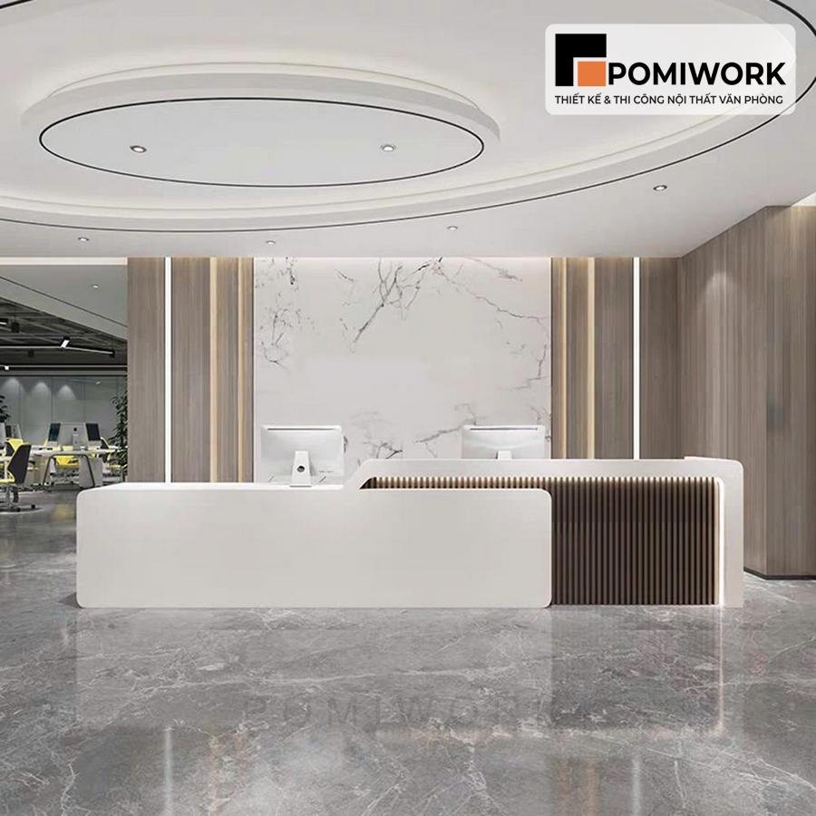 quay le tan hien dai thiet ke tinh te Quầy lễ tân hiện đại thiết kế tinh tế – Bàn tiếp tân cao cấp cho văn phòng đẳng cấp