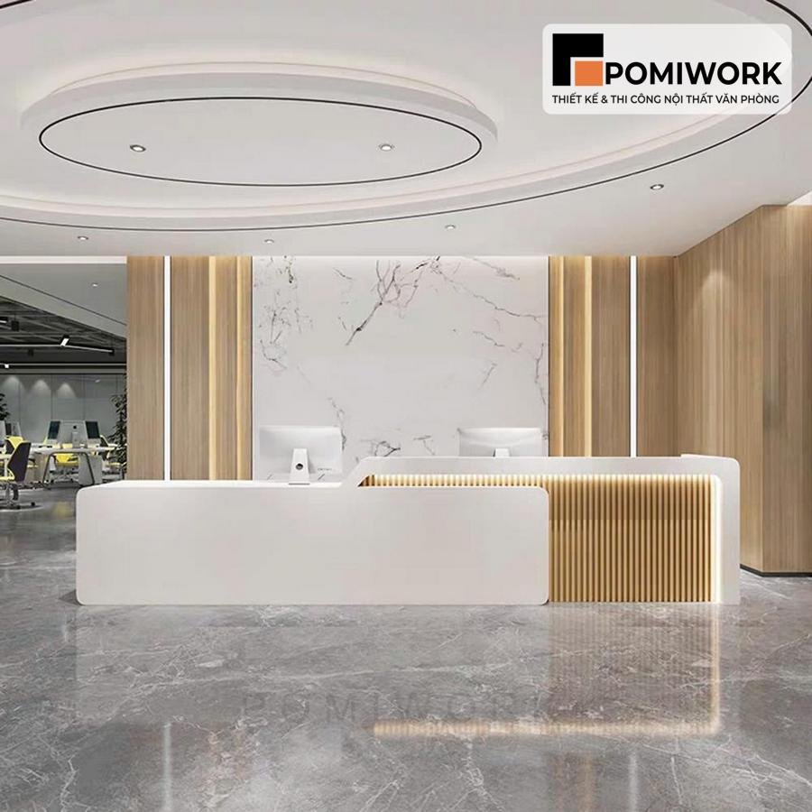 quay le tan hien dai thiet ke tinh te Quầy lễ tân hiện đại thiết kế tinh tế – Bàn tiếp tân cao cấp cho văn phòng đẳng cấp