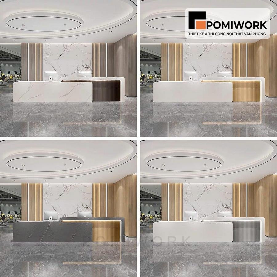 quay le tan hien dai thiet ke tinh te Quầy lễ tân hiện đại thiết kế tinh tế – Bàn tiếp tân cao cấp cho văn phòng đẳng cấp