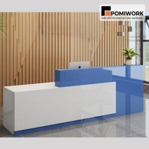 Quầy lễ tân kiểu dáng chữ L – Bàn tiếp tân hiện đại, tiết kiệm diện tích văn phòng