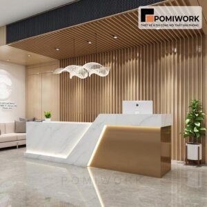 Quầy lễ tân phong cách châu Âu – Bàn tiếp tân sang trọng, thiết kế hiện đại