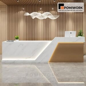 Quầy lễ tân phong cách châu Âu – Bàn tiếp tân sang trọng, thiết kế hiện đại