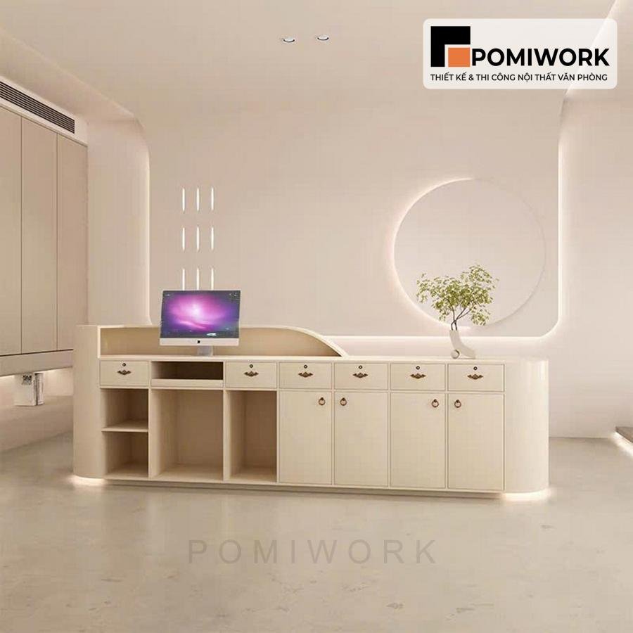 quay le tan thiet ke cao cap Quầy lễ tân thiết kế cao cấp – Bàn tiếp tân chuẩn nội thất hiện đại