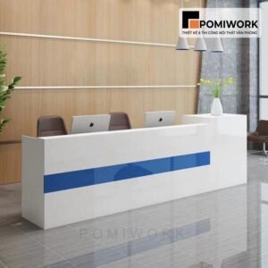 Quầy lễ tân thiết kế dài – Bàn tiếp tân 2 vị trí ngồi tiện lợi, phong cách thanh lịch