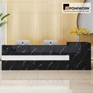 Quầy lễ tân thiết kế dài – Bàn tiếp tân 2 vị trí ngồi tiện lợi, phong cách thanh lịch