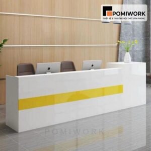 Quầy lễ tân thiết kế dài – Bàn tiếp tân 2 vị trí ngồi tiện lợi, phong cách thanh lịch