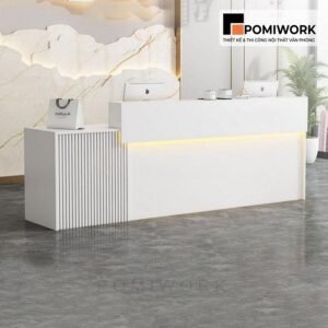 Quầy lễ tân thiết kế sang trọng – Bàn tiếp tân thanh lịch, có đèn LED nổi bật