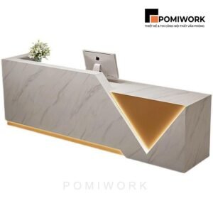 Quầy lễ tân thiết kế tối giản - Bàn tiếp tân thiết kế đèn LED tinh tế