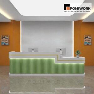 Quầy lễ tân thiết kế trẻ trung – Bàn tiếp tân có đèn LED, tạo điểm nhấn chuyên nghiệp