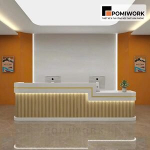 Quầy lễ tân thiết kế trẻ trung – Bàn tiếp tân có đèn LED, tạo điểm nhấn chuyên nghiệp