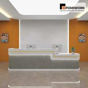 Quầy lễ tân thiết kế trẻ trung – Bàn tiếp tân có đèn LED, tạo điểm nhấn chuyên nghiệp