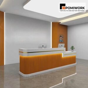Quầy lễ tân thiết kế trẻ trung – Bàn tiếp tân có đèn LED, tạo điểm nhấn chuyên nghiệp