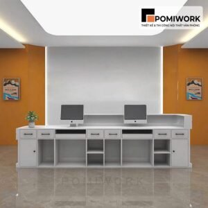 Quầy lễ tân thiết kế trẻ trung – Bàn tiếp tân có đèn LED, tạo điểm nhấn chuyên nghiệp