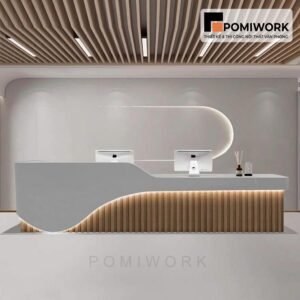 Quầy lễ tân thiết kế uốn cong hiện đại - Bàn tiếp tân sang trọng, đẳng cấp