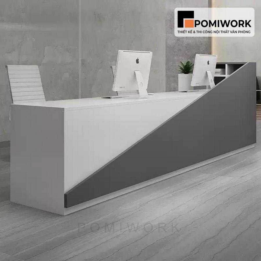 quay le tan van phong chuyen nghiep Quầy lễ tân văn phòng chuyên nghiệp – Bàn tiếp tân tối giản, hiện đại và tiện nghi
