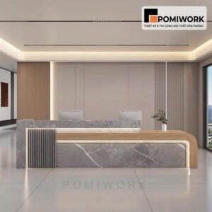 Quầy lễ tân văn phòng hiện đại – Mẫu bàn tiếp tân cao cấp, tạo ấn tượng chuyên nghiệp