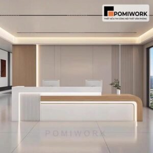 Quầy lễ tân văn phòng hiện đại – Mẫu bàn tiếp tân cao cấp, tạo ấn tượng chuyên nghiệp