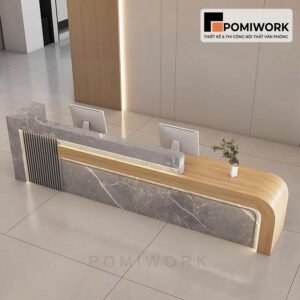 Quầy lễ tân văn phòng hiện đại – Mẫu bàn tiếp tân cao cấp, tạo ấn tượng chuyên nghiệp
