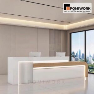 Quầy lễ tân văn phòng hiện đại – Mẫu bàn tiếp tân cao cấp, tạo ấn tượng chuyên nghiệp