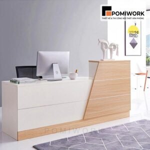 Quầy lễ tân văn phòng phong cách tối giản – Bàn tiếp tân hiện đại, dễ phối nội thất