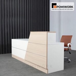 Quầy lễ tân văn phòng phong cách tối giản – Bàn tiếp tân hiện đại, dễ phối nội thất