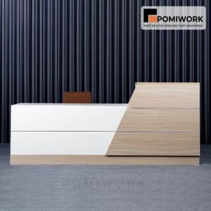 Quầy lễ tân văn phòng phong cách tối giản – Bàn tiếp tân hiện đại, dễ phối nội thất