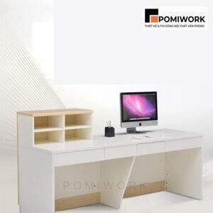 Quầy lễ tân văn phòng phong cách tối giản – Bàn tiếp tân hiện đại, dễ phối nội thất