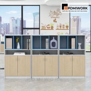 Tủ hồ sơ gỗ MDF 2 cánh - Thiết kế kệ mở trưng bày đẹp mắt