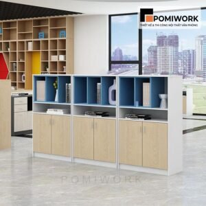 Tủ hồ sơ gỗ MDF 2 cánh - Thiết kế kệ mở trưng bày đẹp mắt