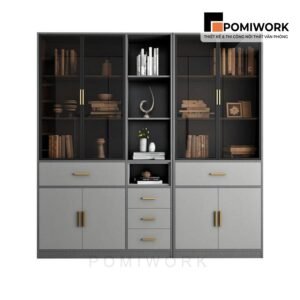 Tủ tài liệu cao cấp phối kính và ngăn kéo - Mẫu tủ hồ sơ đẳng cấp cho công sở