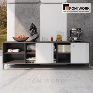 Tủ tài liệu gỗ dáng thấp - Tủ hồ sơ cửa trượt sang trọng, tiện dụng